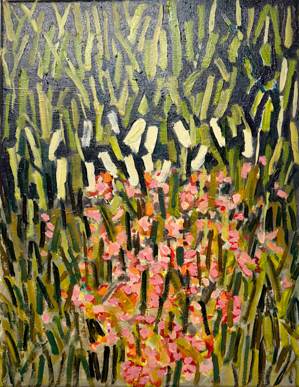Flowers in the Grass, oil on canvas by Billie Bourgeois, Image 1.