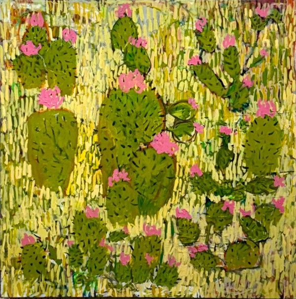 Cactus in the Grass, oil on canvas by Billie Bourgeois, Image 1.