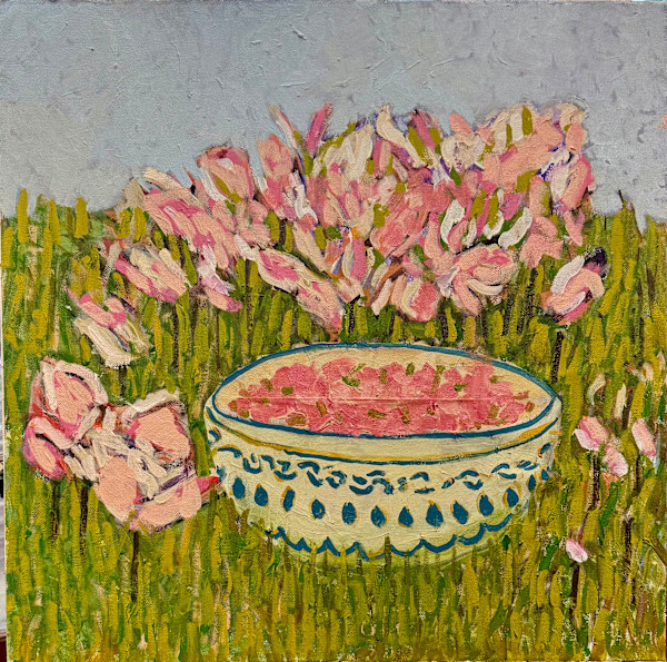 Bowl in the Grass, oil on canvas by Billie Bourgeois, Image 1.