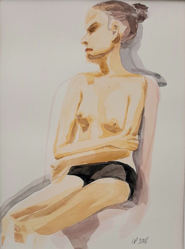 Seated female nude by Claire Philpott