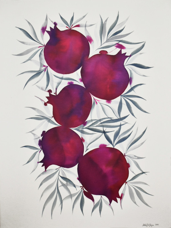 Five Jerusalem Pomegranates by Natalie Fine Shapiro