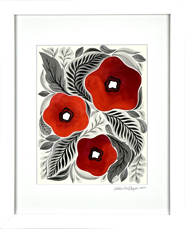 Red/Gray Poppy Garden I (8x10) by Natalie Fine Shapiro