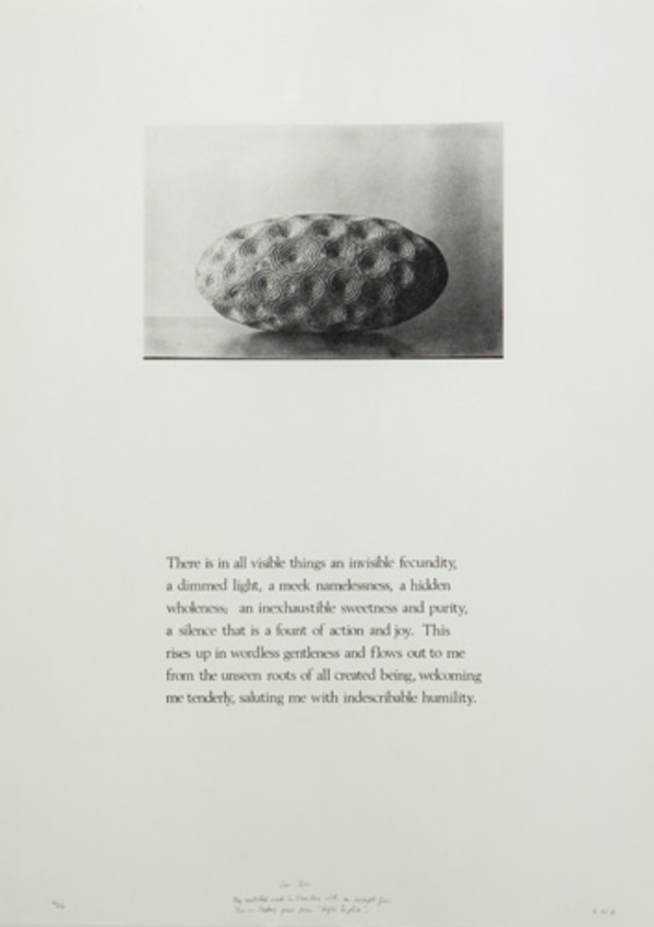 Untitled (Stone and text of T. Merton) by Ted Rettig