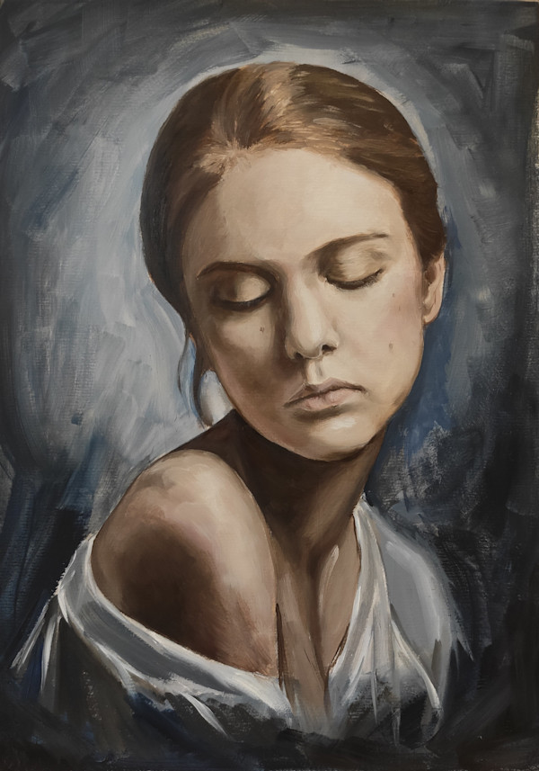 Portrait Study: Woman with Closed Eyes by Attila Vidács