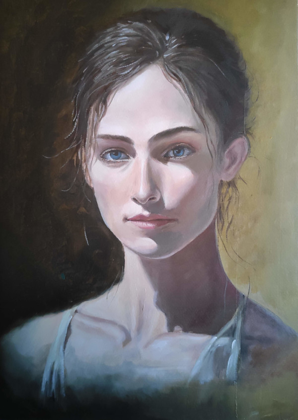 Portrait Study: Young Woman with Blue Eyes by Attila Vidács