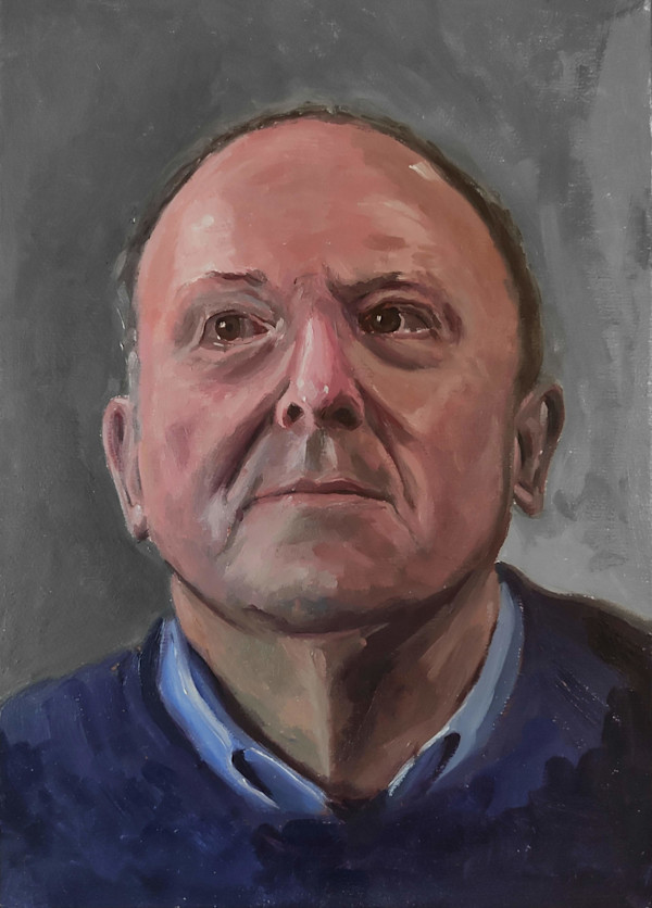Portrait Study: Man in Blue Sweater (Alla Prima) by Attila Vidács