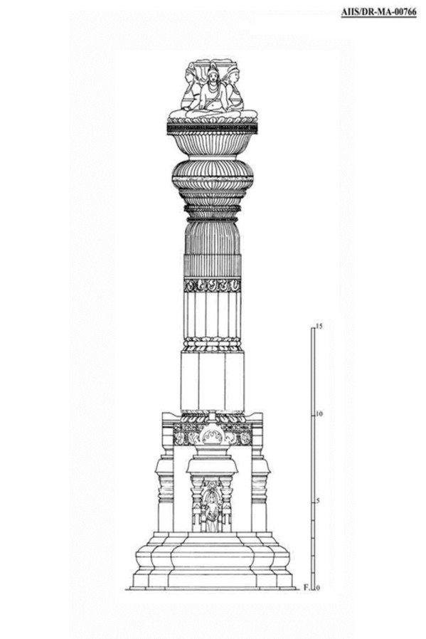 Monolithic Column at Indra Sabha Cave by Ellora Caves, Aurangabad, Maharashtra, India