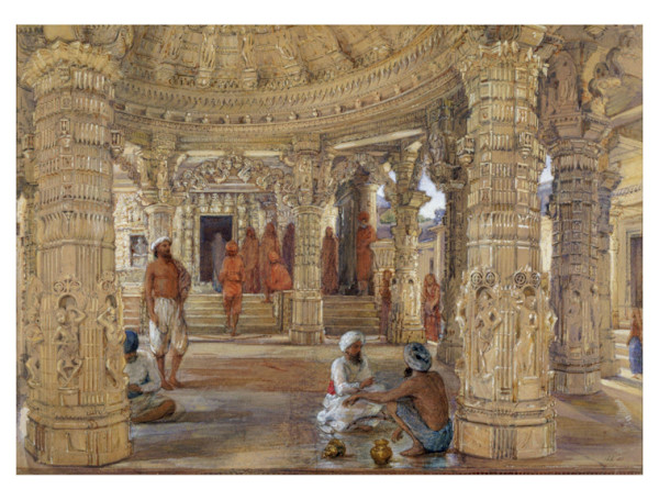 Interior of the Domed Entrance to the Neminath Temple, Dilwara, Mount Abu by William Carpenter, English (1818-99)