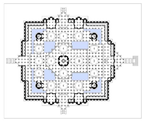Plan of Dharna Vihara, a Chaturmukha Temple to Rishabha