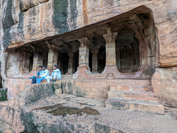 Exterior view. Digambara Jain Cave (Cave 4) ca. 6th century by Badami, Karnataka