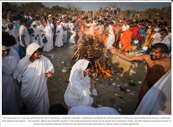 Funeral Pyre of an Ascetic who Performed a Ritual Fast Until Death by Shravanabelagola, Karnataka