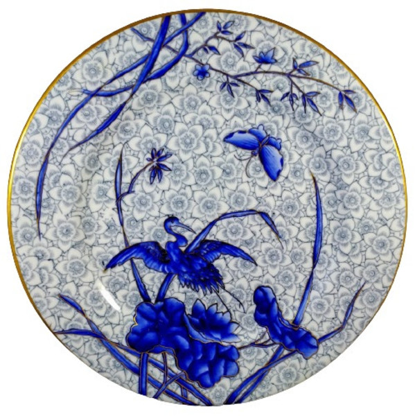 Unnamed (Crane & Butterfly) by Worcester Royal Porcelain Co.
