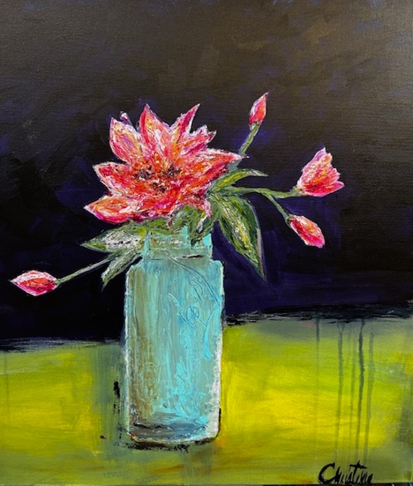 GFYS Series #4 of 9 24x24 Pink Flower by Christine Lampe