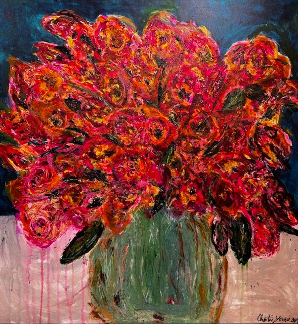 GFYS Series #1 of 9 Red Roses 30x30 by Christine Lampe