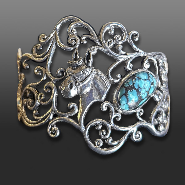 Horse & Turquoise Cuff by Rodger Wagner