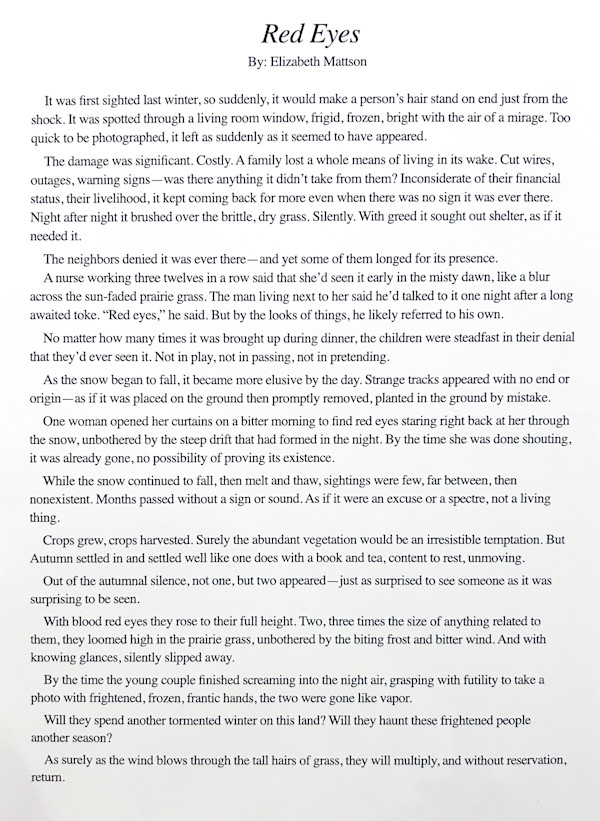 Red Eyes by Elizabeth Mattson