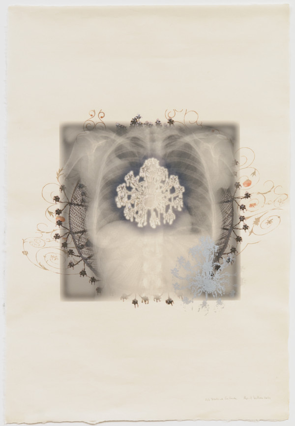 Vertical Inhale (with orange chandelier) (ed 3) by April Vollmer