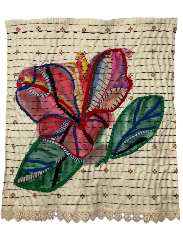 Timeless Bloom: Hibiscus on Recycled Canvas by Jeanne Connolly