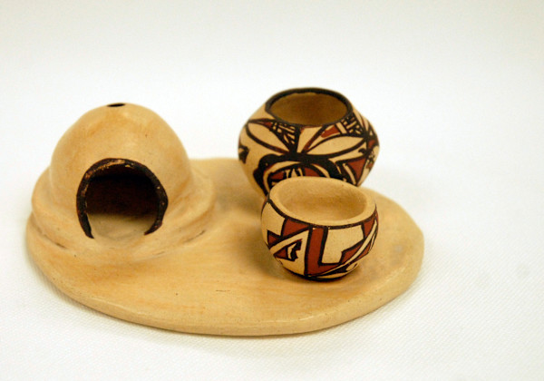 Zuni House and Bowl Figurine by Maggie Laate