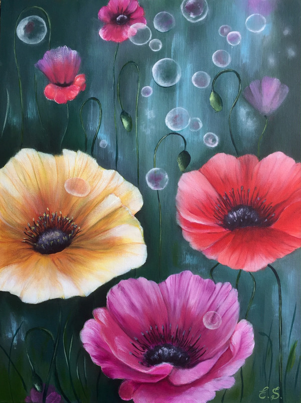 Poppies and Bubbles by Edita Sarukhanyan