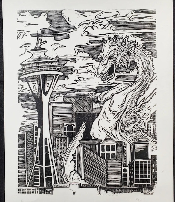 Kaiju Dragon vs. Space Needle by Krista O'Halpin, Image 1.