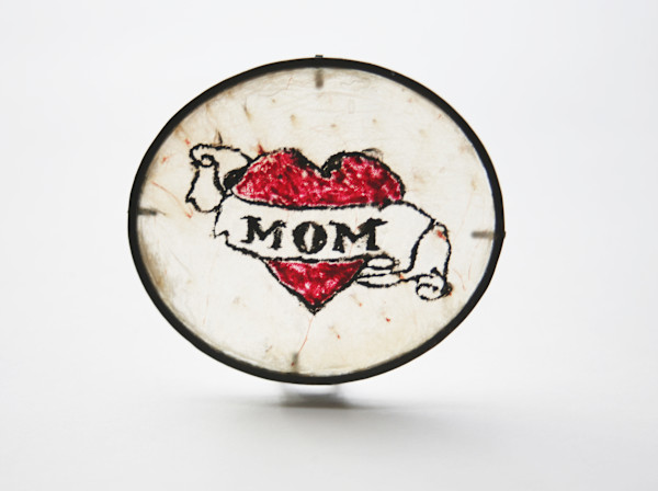 Untitled (tattoed chicken skin brooches) by kelly mccallum
