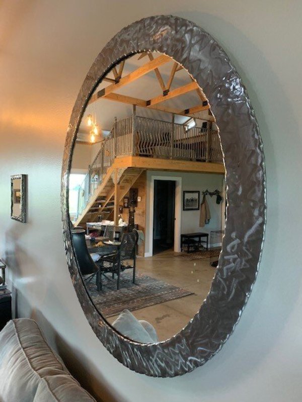 4' Round Steel Mirror by Dick Bixler