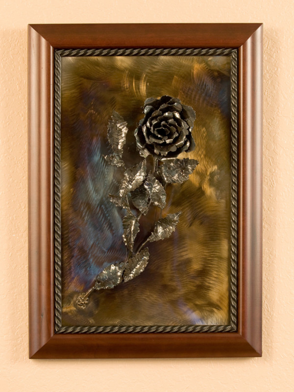 Rose with Wooden Frame by Dick Bixler