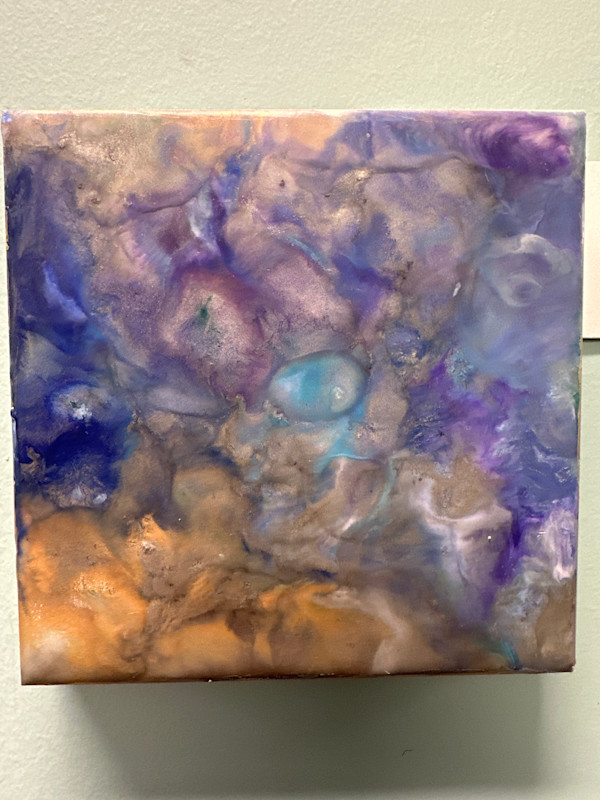Lavender Fields Sm Encaustic by Artvia Design
