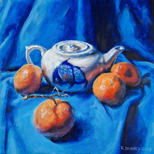 China Tea Pot and Tangerines by Richard Michael Delaney