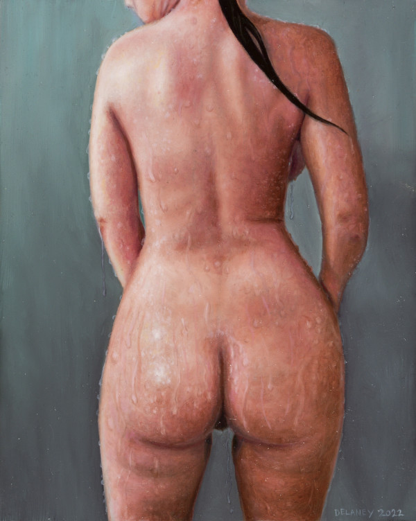 Nude in Shower Dorsal View by Richard Michael Delaney