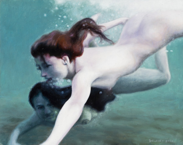Nude Women Swimming Underwater by Richard Michael Delaney