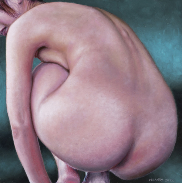 Squatting Nude Dorsal View by Richard Michael Delaney