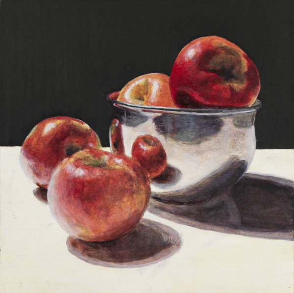 Red Apples and Metal Bowl #1 by Richard Michael Delaney