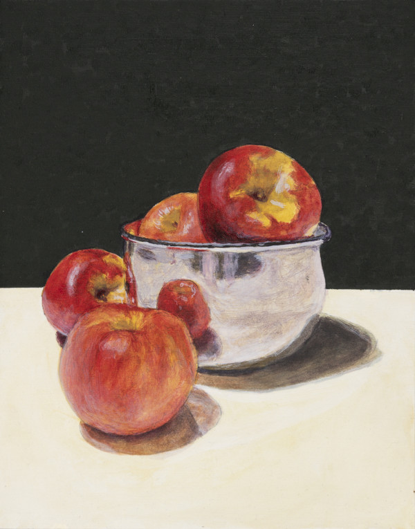 Red Apples and Metal Bowl #2 by Richard Michael Delaney
