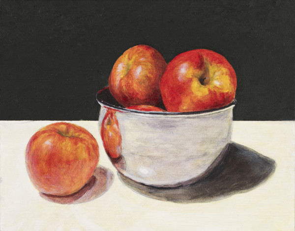 Red Apples and Metal Bowl #3 by Richard Michael Delaney