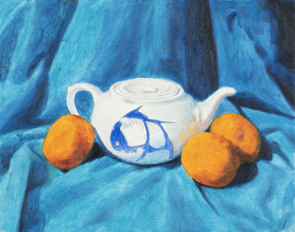 Three Tangerines and China Tea Pot by Richard Michael Delaney