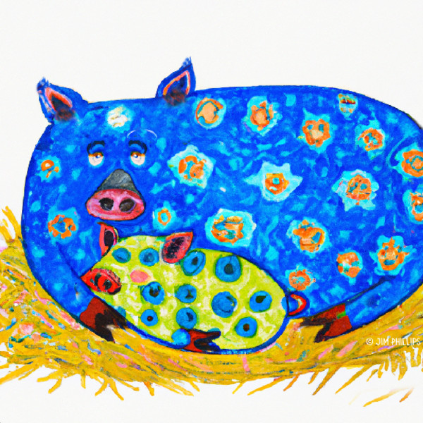 Folk Art Pigs - 005 by Jim Phillips