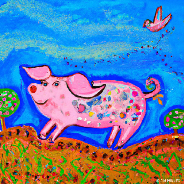 Folk Art Pigs - 008 by Jim Phillips