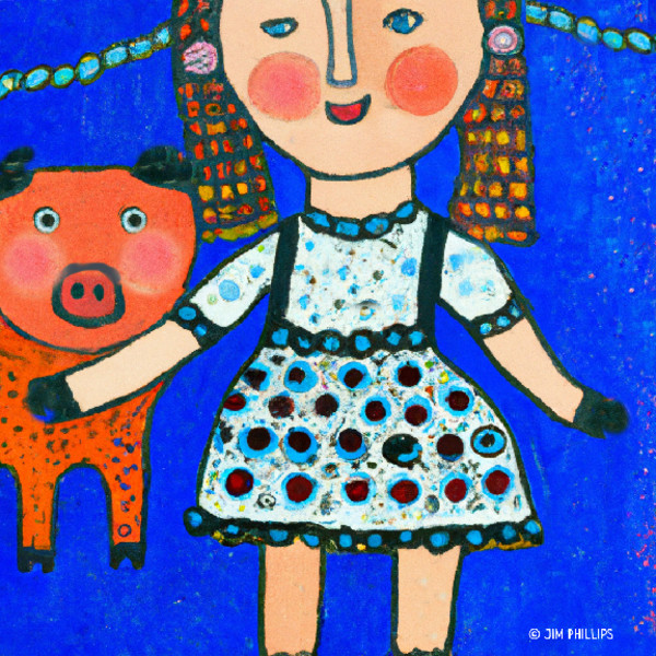 Folk Art Pigs - 004 by Jim Phillips