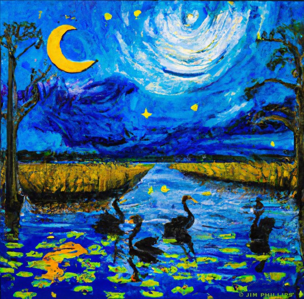 Swamp Birds Silhouette 005 by Jim Phillips