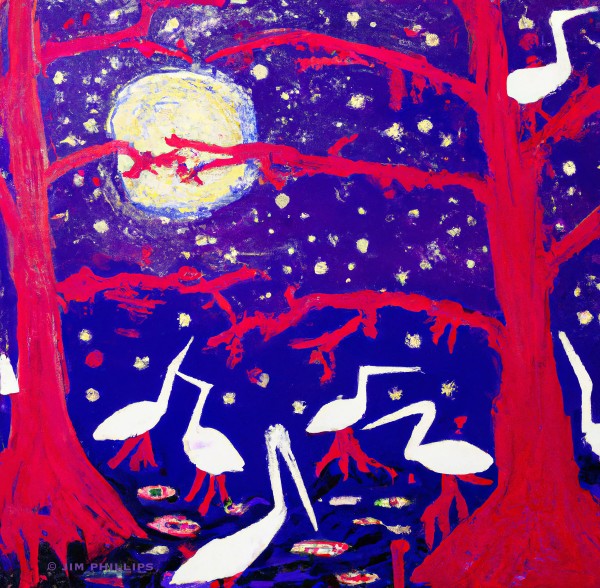 Swamp Birds at Night 007 by Jim Phillips