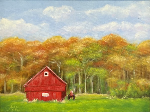 Fall Colors - Red Barn Cutchogue, NY by Ann Nystrom Cottone