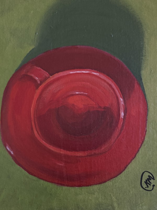 Red Cup and Saucer by Julie Kay Midyett