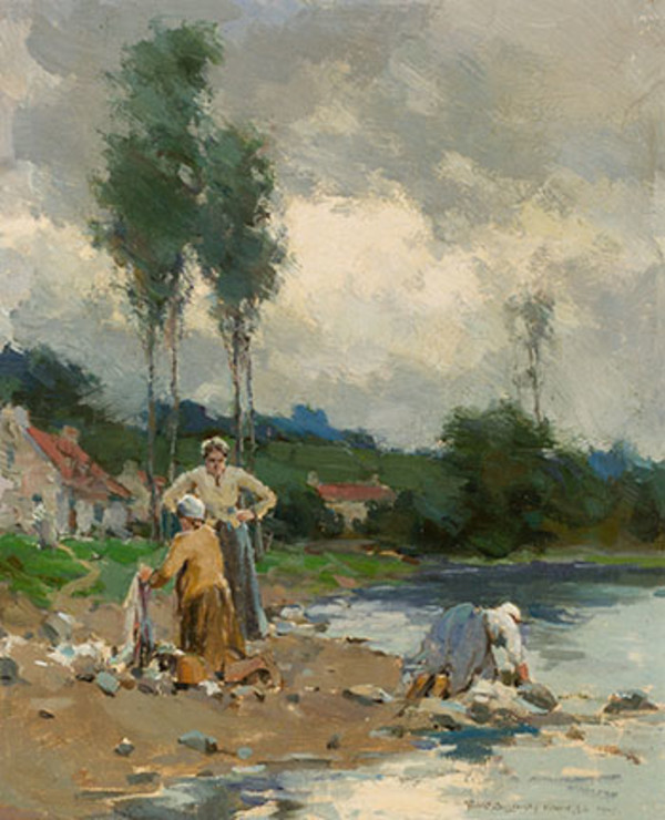 Washing at the Riverbank by Farquhar McGillivray Knowles