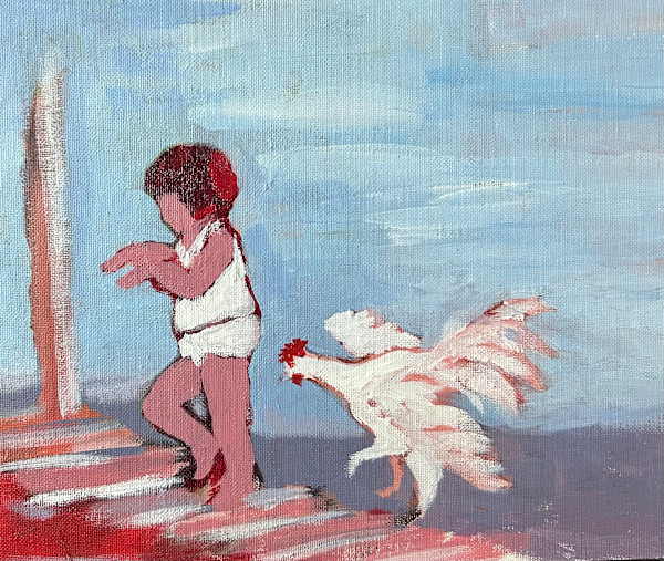 A Rooster Attack by Joanne Gullachsen (1943-2025)