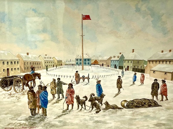Interior of Fort Garry. (A vanished Scene in the early History of our Winnipeg.) by Ernest J. Hutchins