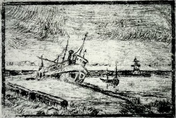 Boat at Gimli Docks by Arthur Beech