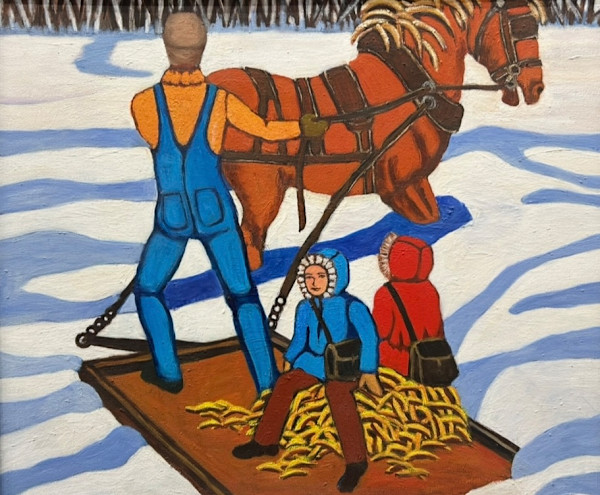 Going for a Sleigh ride while Dad works  (Childhood Memory Series) by Joanne Gullachsen (1943-2025), Image 1.