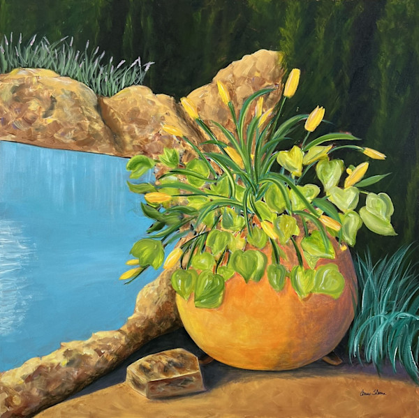 Flowers by the Pool by Connie Sloma Artist